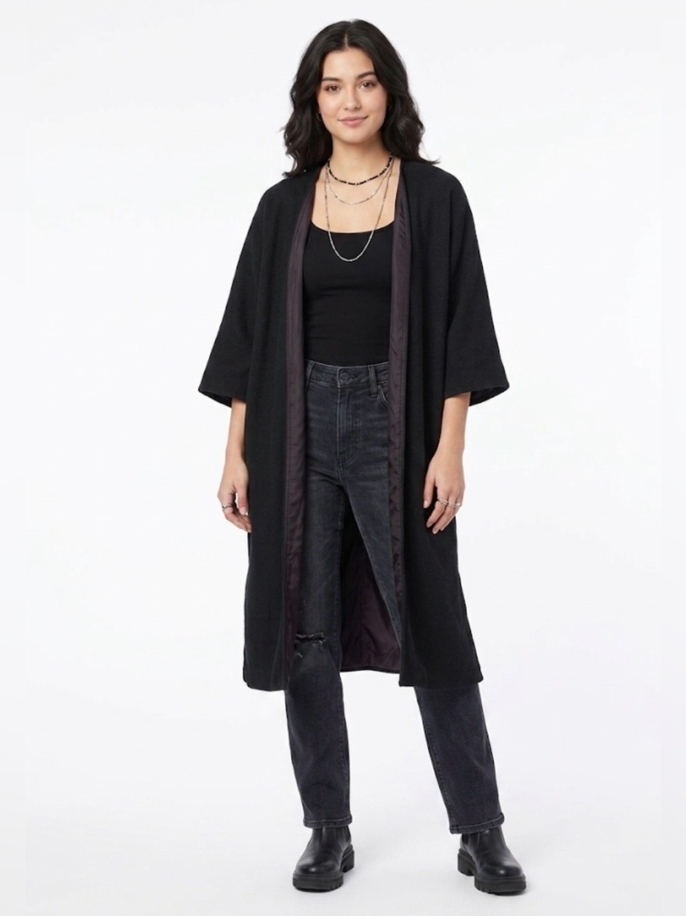 Vintage M’Lady of Calif. Black Duster Cardigan – Lagenlook Style – One Size